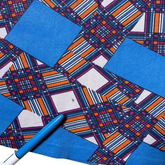 70s vintage pointed collar patchwork pattern top boho hippy 3/4 sleeve print. - Picture 7 of 8